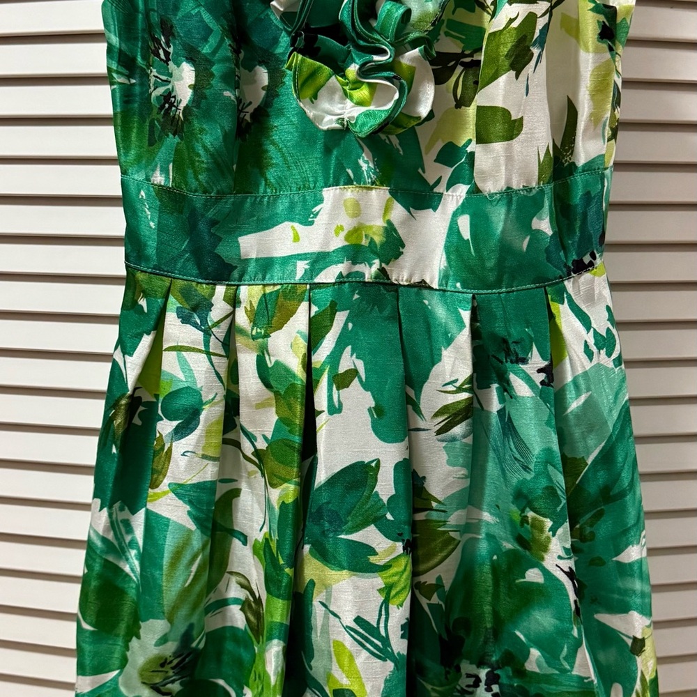 Sandra Darren Teal and White Dress